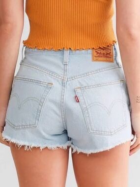 Levi's 501 Light Blue Frayed Hem Denim Shorts NWT Size 27